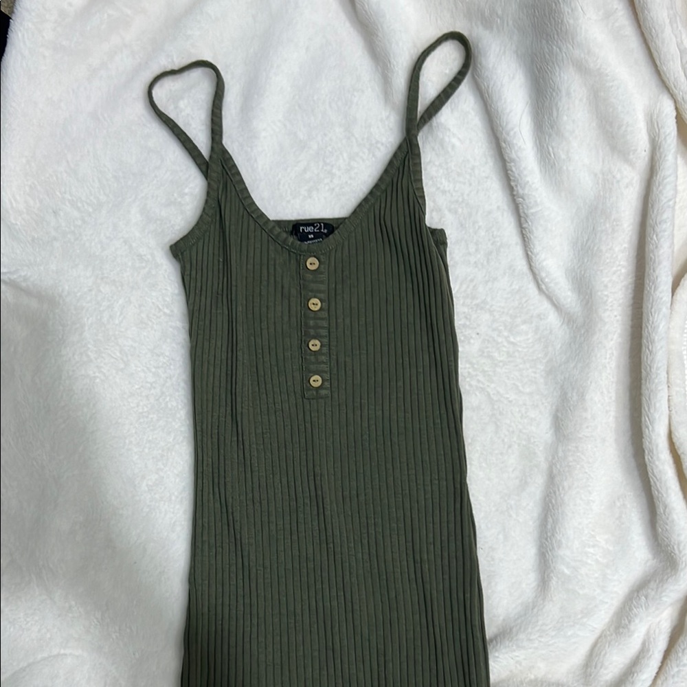Rue 21 Olive Green Ribbed Dress